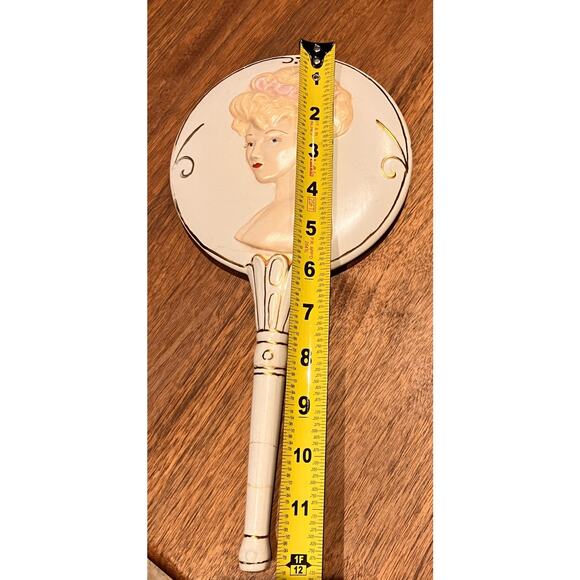 Vintage Hand Mirror Ceramic Blonde Woman, French Inspired, McRae's 1970s, Old - Picture 8 of 9